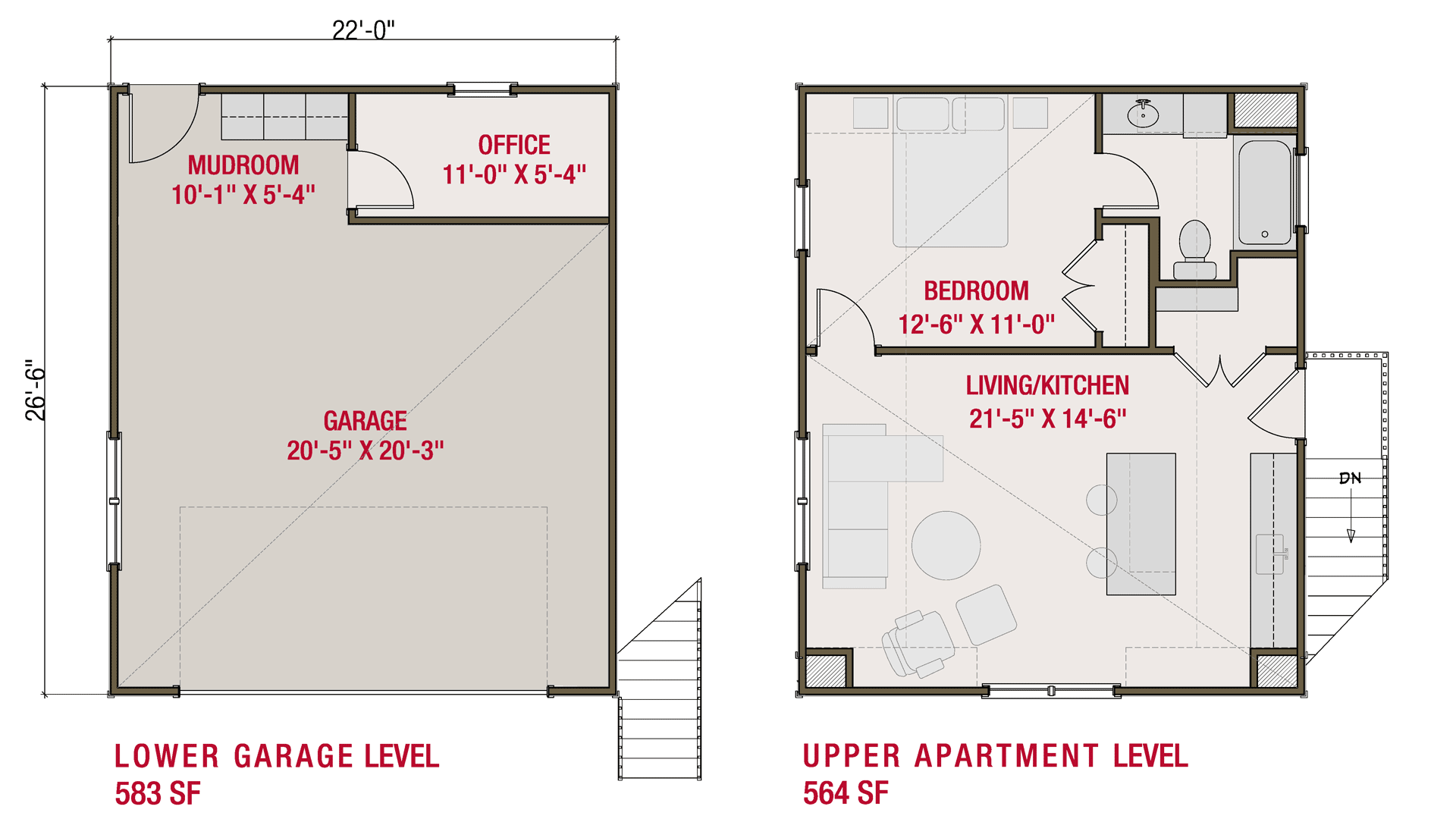 Image of ADU-Garage 1 Bed, 1 Bath, 2 Car - 564 sq.ft